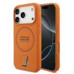 Oranžinis dėklas Apple Iphone 17 Pro su Red Bull silikoniniu mėlynu žiedu MagSafe