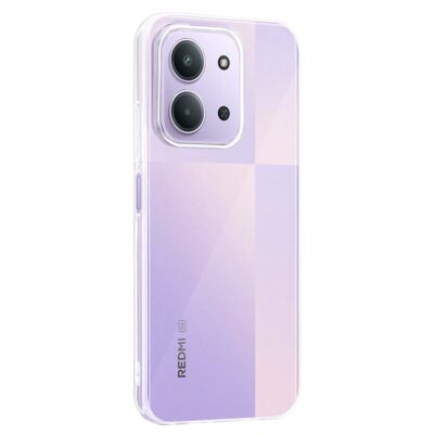 Skaidrus dėklas Tactical TPU telefonui Xiaomi Redmi 15C 4G 5G ant violetinės ir rožinės spalvos telefono