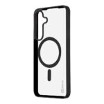 Juodas dėklas Samsung Galaxy S25 FE OBALME MagNetix Outline su magnetine juosta ir skaidriu korpusu