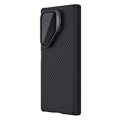 Juodas dėklas Nillkin CarboProp Aramid Magnetic Samsung Galaxy Z Fold 7 su anglies pluošto raštu