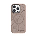 Moucha Moose dėklas Apple Iphone 16 Pro su kontūriniu žemėlapio raštu ir rusvos spalvos rėmeliu