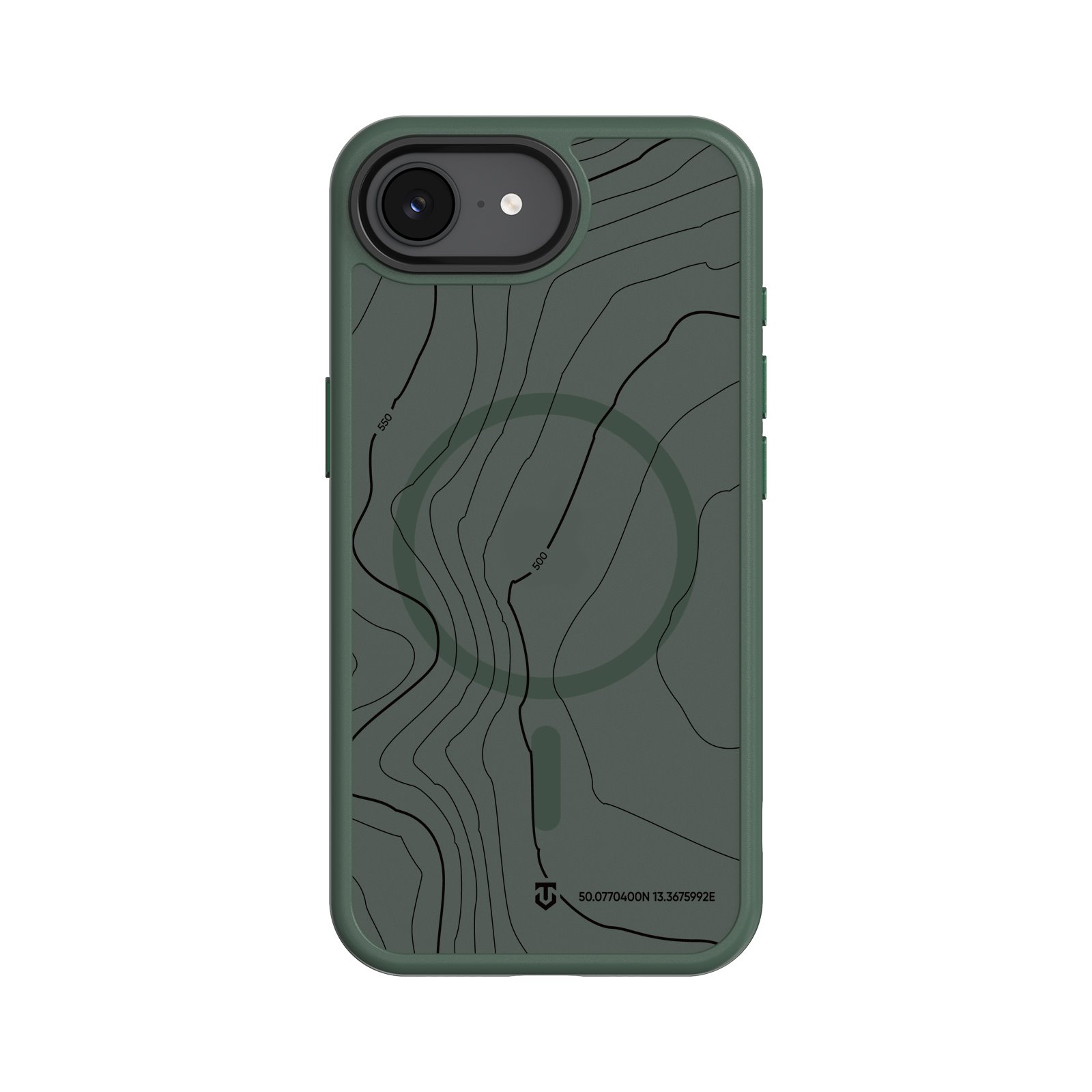 Tamsiai zalias deklas Apple Iphone 16E Tactical MagForce Hyperstealth Sika Tamsiai zalias deklas Apple Iphone 16E Tactical MagForce Hyperstealth Sika su topografinio zemelapio motyvu