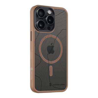 Moucha Moose dėklas Apple Iphone 15 Pro Max Tactical MagForce Hyperstealth Sika rudos ir juodos spalvos su žemėlapio piešiniu