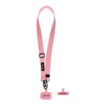 Rožinis telefono dirželis OBAL:ME NeckTag Ribbon Rope for Mobile Phone su papildomais prisegimais