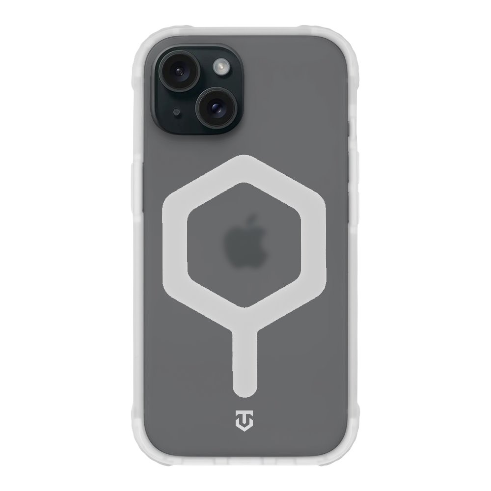 Baltas dėklas Apple Iphone 15 Tactical MagForce Hexagon Baltas dėklas Apple Iphone 15 Tactical MagForce Hexagon su matiniu paviršiumi ir aiškiu siluetu