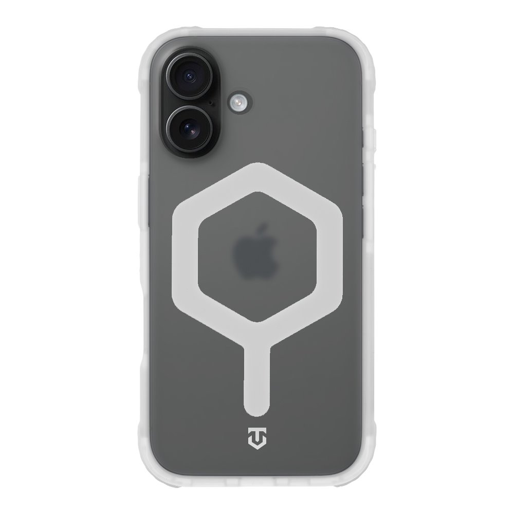 Baltas dėklas Apple Iphone 16 Tactical MagForce Hexagon Baltas dėklas Apple Iphone 16 Tactical MagForce Hexagon su hexagon formos raštu viduryje