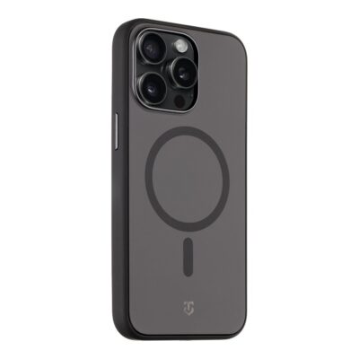 Juodas dėklas Tactical MagForce SmoothIsFast telefonui Apple Iphone 15 Pro Max, matomas galinis dėklo vaizdas su kamera