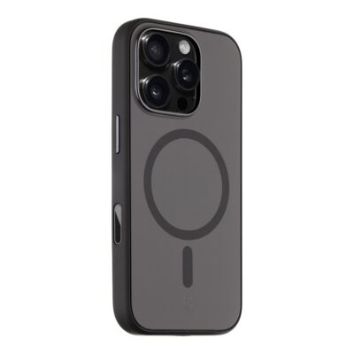 Juodas dėklas Tactical MagForce SmoothIsFast telefonui Apple Iphone 16 Pro su minimalistiniu dizainu ir tamsiai pilka nugara