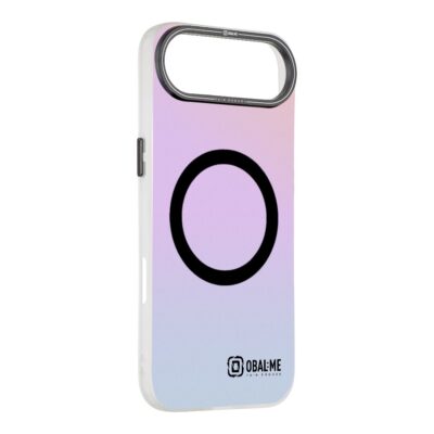 Juodas dėklas Apple Iphone Air OBALME HoloMag su gradientiniu violetiniu ir mėlynu fonu ir juodu apskritimu