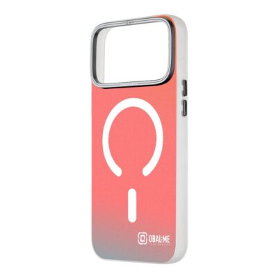 Baltas dėklas Apple Iphone 17 Pro Max OBALME HoloMag su raudonai melsvu perėjimu ir magnetinėmis žymėmis
