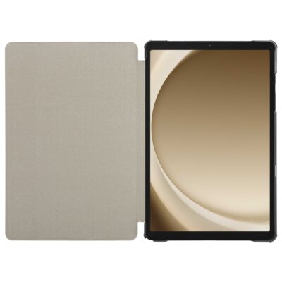 Mėlynas atverčiamas dėklas Samsung Galaxy Tab A11 Plus Tactical Book Tri Fold su atidarytu dangčiu ir matomu planšetės ekranu