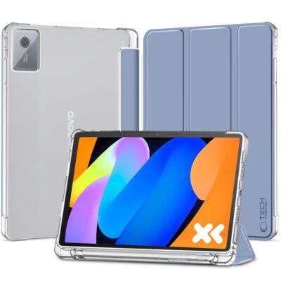 Sviesiai melynas dekla Lenovo Idea Tab 11.0 TB-336 Tech Protect SC Pen Hybrid su lankstomu priekiu ir permatomu nugaros dangteliu