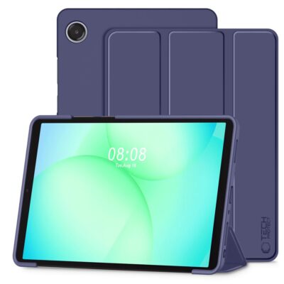 Tamsiai violetinis dėklas Samsung Galaxy Tab A9 Plus su sulenkiamu dangteliu ir rankena