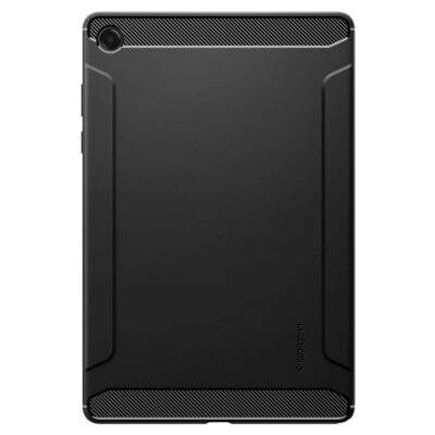 Juodas matinis deklas Samsung Galaxy Tab A11 PLUS 11.0 Spigen Rugged Armor galine puse su anglies pluošto raštu