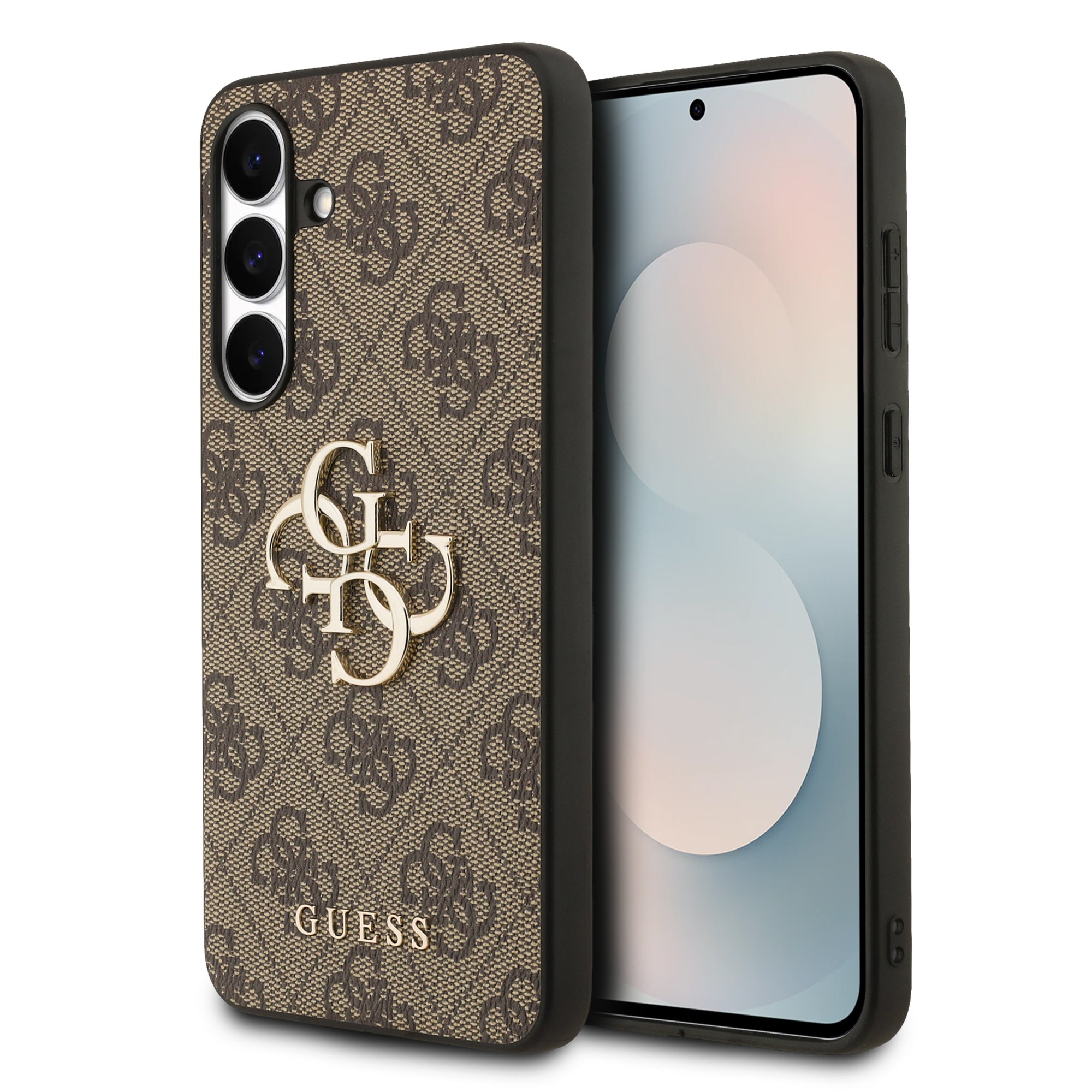 Rudas originalus deklas Guess PU 4G Metal Logo telefonui Samsung Galaxy S25 FE Rudas originalus deklas Guess PU 4G Metal Logo telefonui Samsung Galaxy S25 FE su iskilusia metaline logotipu