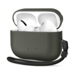 Žalias dėklas Apple Airpods Pro 3 su TECH-PROTECT NATURALFIT logotipu ir užsegimo dirželiu