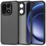 Juodas matinis dėklas OnePlus 15 su skaidriu nugarėle ir juodu rėmeliu