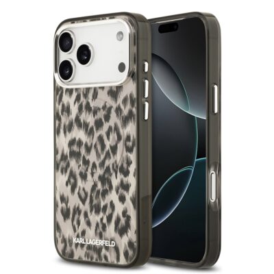 Rudas dėklas Karl Lagerfeld IML Leopard MagSafe telefonui Apple iPhone 17 Pro Max su gyvūnų rašto motyvu