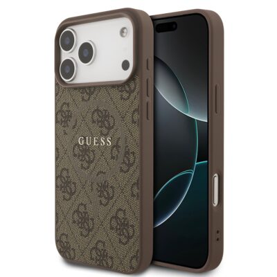 Rudas dėklas Guess PU Leather 4G Colored Ring MagSafe telefonui Apple iPhone 17 Pro Max