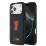 Tamsiai mėlynas dėklas telefonui Apple iPhone 17 Pro Max su Red Bull dizainu ir raudonu numeriu 1