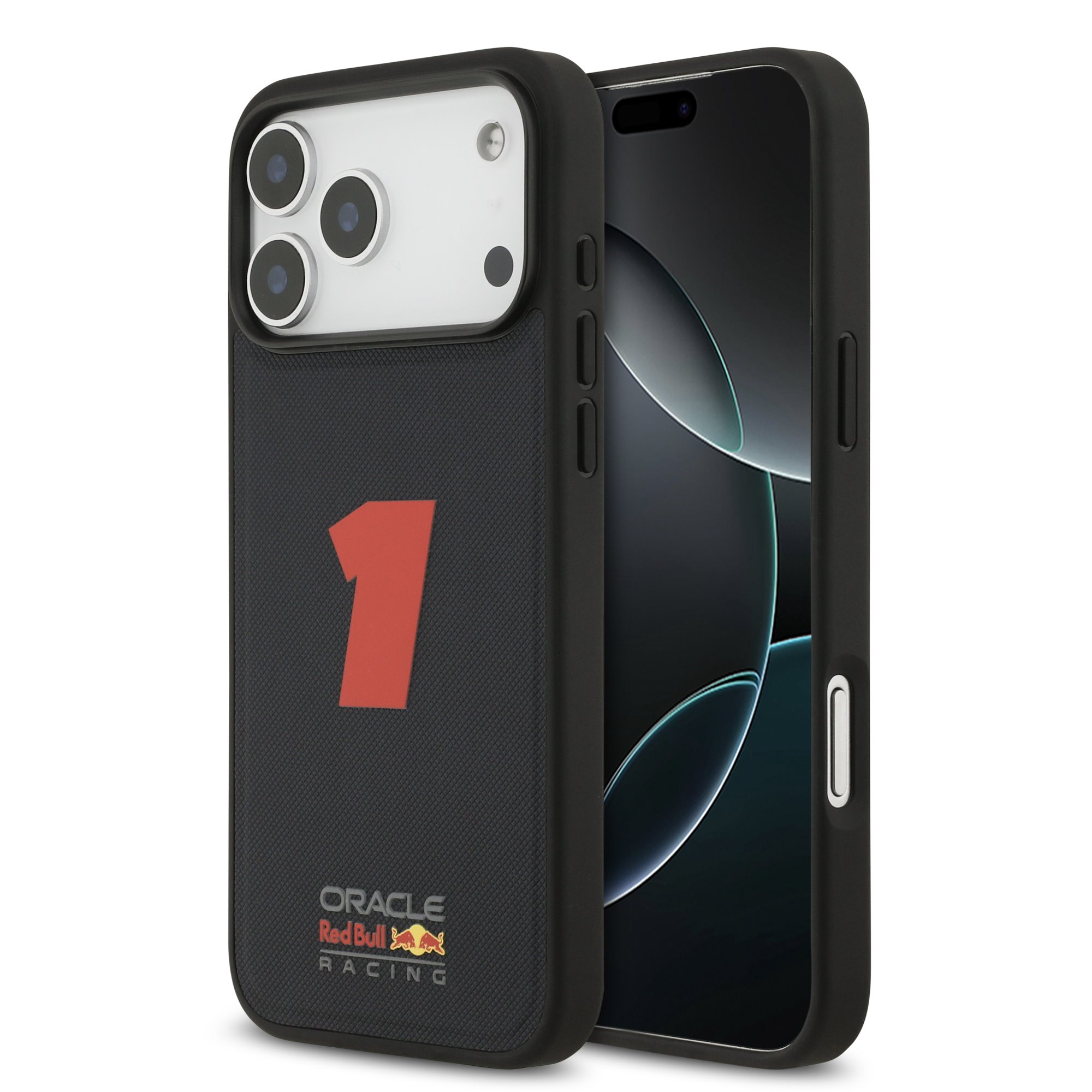 Tamsiai mėlynas dėklas telefonui Apple iPhone 17 Pro Max Red Bull PC TPU Number One MagSafe Tamsiai mėlynas dėklas telefonui Apple iPhone 17 Pro Max su Red Bull dizainu ir raudonu numeriu 1