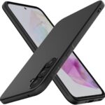 Juodas dėklas Samsung Galaxy A366 A36 5G su matiniu paviršiumi ir trimis kameromis