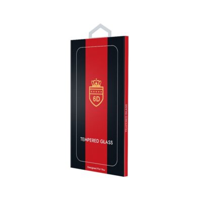 6D juodas apsauginis ekrano stikliukas Apple iPhone 14 Pro Max juodoje ir raudonoje pakuotėje