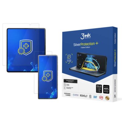 Apsauginė ekrano plėvelė 3MK Silver Protection+ Folded Edition Samsung F946 Z Fold 5 5G su skaidriomis plėvelėmis ir mėlynos spalvos pakuote