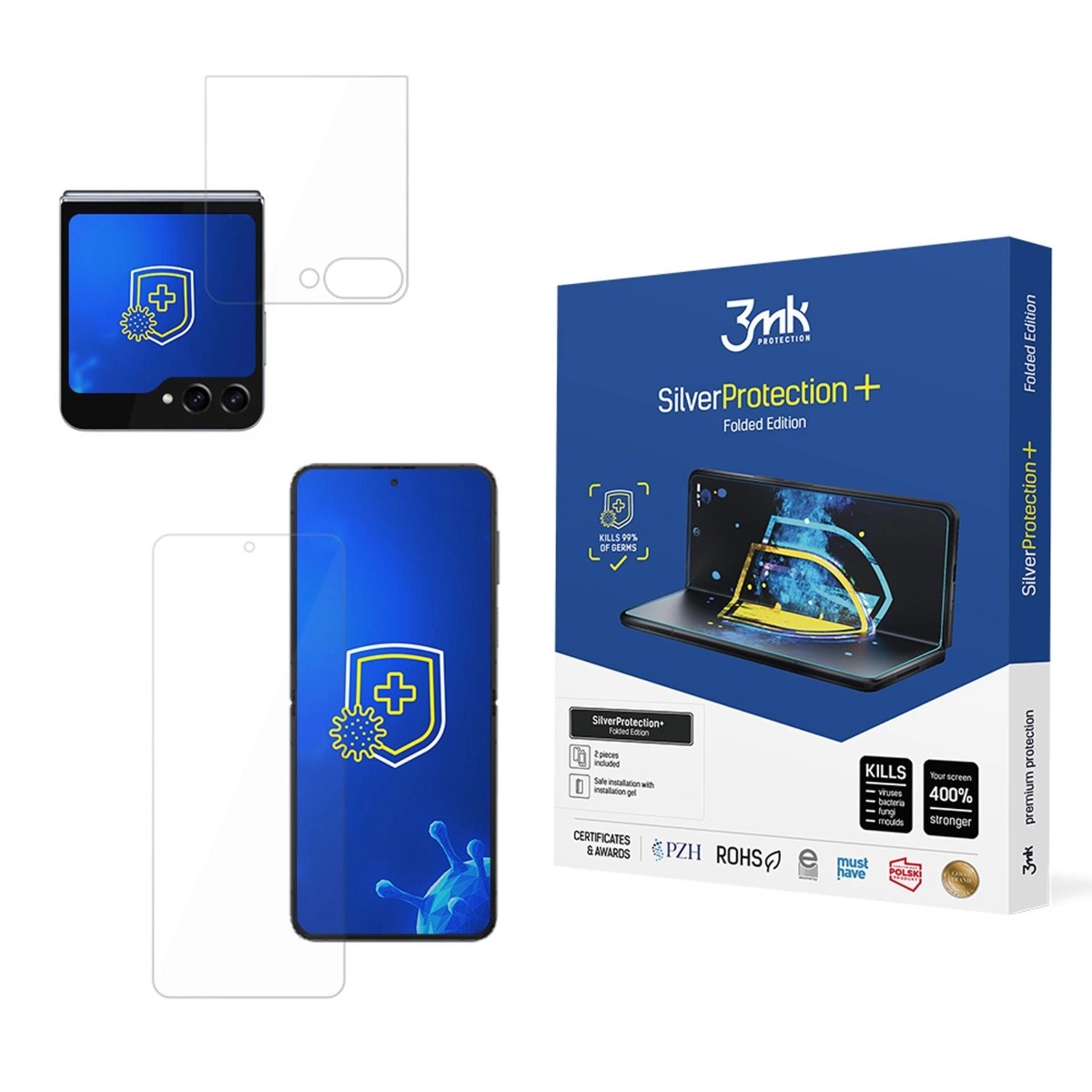 Apsauginė ekrano plėvelė 3MK Silver Protection+ Folded Editions Samsung F741 Z Flip 6 Apsauginė ekrano plėvelė 3mk silver protection plus samsung f741 z flip 6 ekranui ir išoriniam ekranui