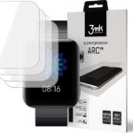 Apsauginė ekrano plėvelė 3MK Watch ARC skirtas Apple Watch 7 41mm ekranui matoma trijų vienetų komplektas prie juodos apyrankės laikrodžio