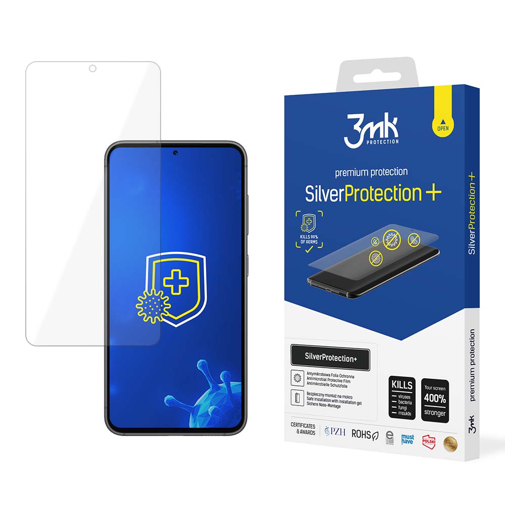Apsauginė ekrano plėvelė Samsung Galaxy S911 S23 5G 3MK Silver Protection Apsauginė ekrano plėvelė Samsung Galaxy S911 S23 5G 3mk silver protection su pakuote ir ekrano prilipimu