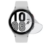 Apsauginė ekrano plėvelė Samsung Galaxy Watch 4 40mm ant laikrodžio ekrano su baltu dirželiu