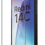 Apsauginis ekrano stikliukas Xiaomi Redmi 14C, matomas šviesus permatomas stiklas priekinėje telefono ekrano dalyje