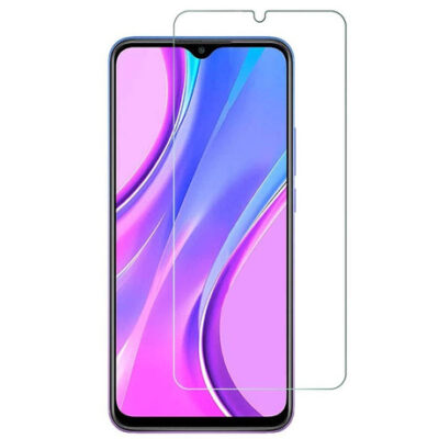 Apsauginis ekrano stikliukas Xiaomi Redmi 9 matomas virs telefono ekrano