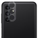 Apsauginis stiklas galiniai kamerai Samsung A245 A24 4G A246 A24 5G ant juodo telefono galines puses su triju kamera ir zibintu