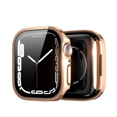 Rožinis-auksinis apsauginis stikliukas ir dėklas Dux Ducis Hamo Apple Watch 44mm