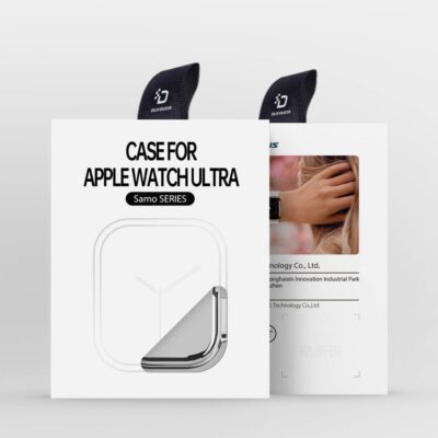 Sidabrinis dėklas Dux Ducis Samo Apple Watch Ultra 49mm dėžutėje baltame fone