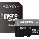 Atminties korta ADATA microSD 16GB su SD adapteriu juoda su pilka
