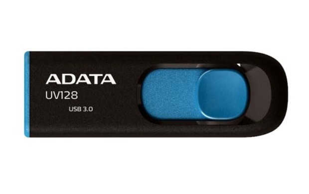 Atmintinė ADATA UV128 128GB USB 3.0 Atmintinė ADATA UV128 128GB USB 3.0 juodos ir mėlynos spalvos