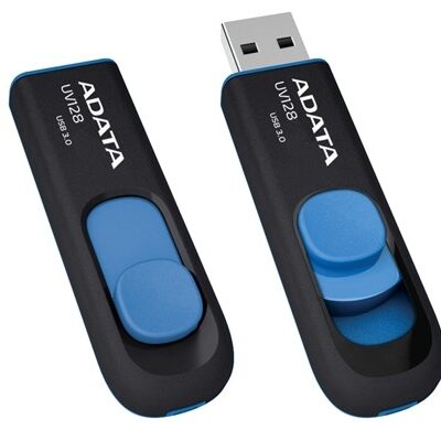 Atmintinė ADATA UV128 64GB USB 3.0 juodos ir mėlynos spalvos