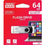 Atmintinė Goodram UTS3 64GB USB 3.0 sidabrinė su juoda spalva, USB raktas su metaliniu korpusu