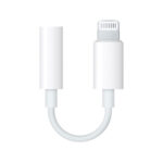 Audio adapteris Apple Lightning į 3,5mm baltos spalvos kompaktiškas adapteris muzikos klausymui