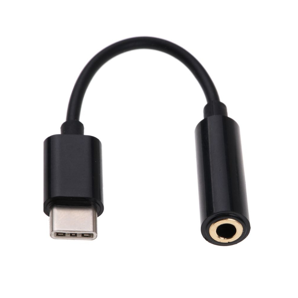 Audio adapteris iš Type-C į 3,5mm AUX Juodas audio adapteris iš Type-C į 3,5mm AUX su trumpu laidu