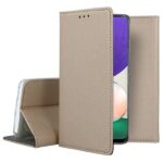 auksines spalvos atverciamas dekla samsung galaxy a226 a22 5g smart magnet telefone su stovu