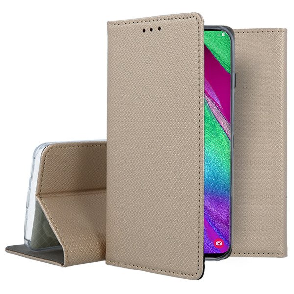 Auksinės spalvos atverčiamas dėklas Samsung Galaxy A405 A40 Smart Magnet auksines spalvos atverciamas deklas samsung galaxy a405 a40 smart magnet