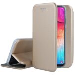 Auksinės spalvos atverčiamas dėklas Samsung Galaxy A505 A50 su atverčiamu dangčiu