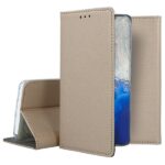 Auksinės spalvos atverčiamas dėklas Samsung Galaxy G981 S20 Smart Magnet su tekstūruota paviršiaus medžiaga