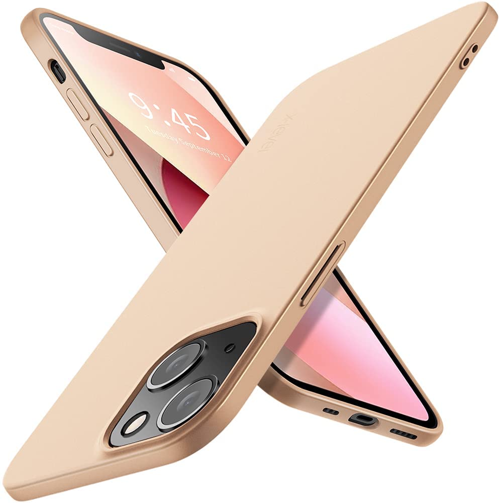 Auksinės spalvos dėklas Apple iPhone 13 mini X-level Guardian auksines spalvos dekla apple iphone 13 mini x-level guardian matomas is priekio ir is galo