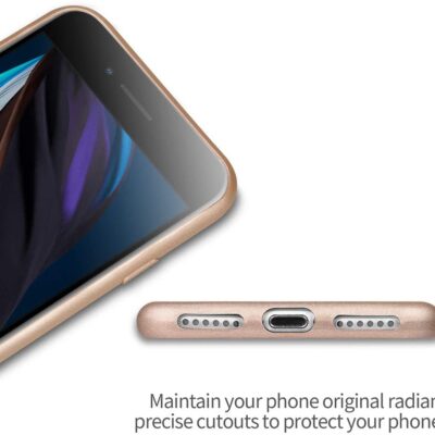 Auksinės spalvos dėklas Apple iPhone 7 8 SE 2020 su tiksliais išpjovomis ir apsauga