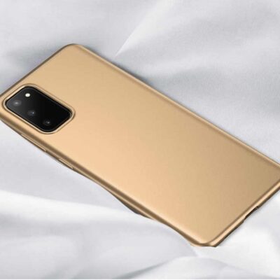 Auksinės spalvos dėklas Samsung Galaxy A035 A03s X-level Guardian ant balto fono